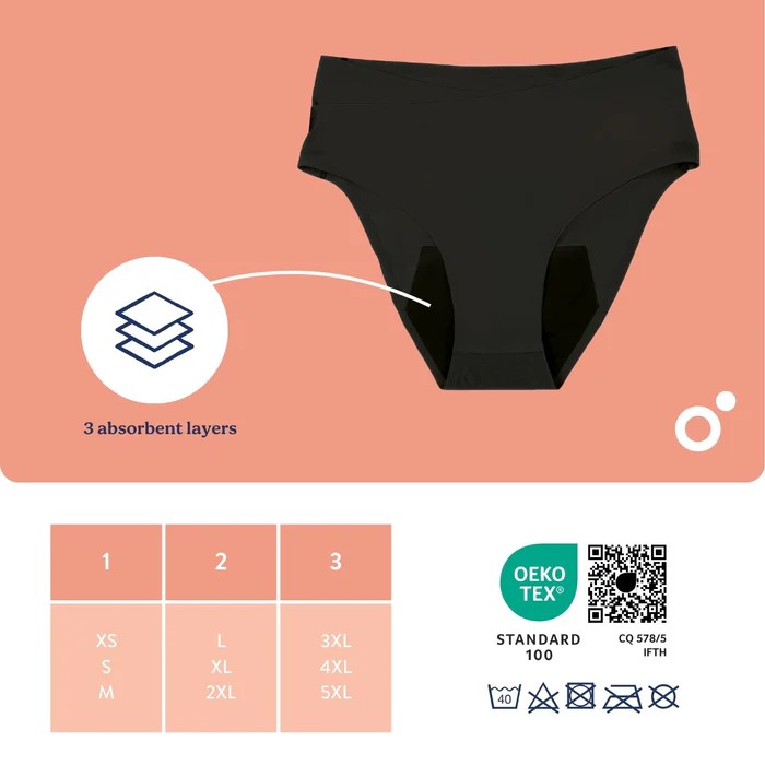 Poporodní a menstruační kalhotky, Black_ L-XL-2XL