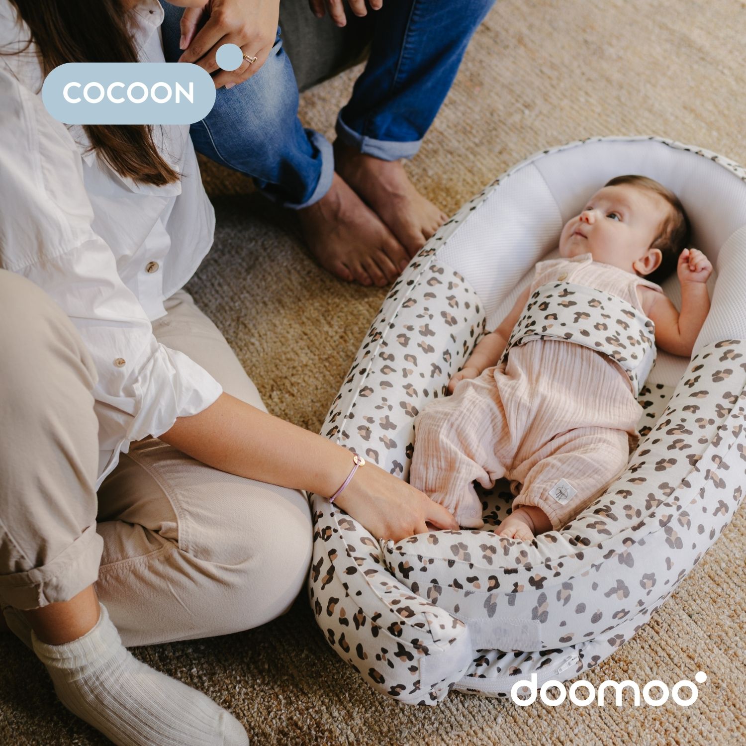Doomoo Cocoon hnízdečko, Leopard Cream