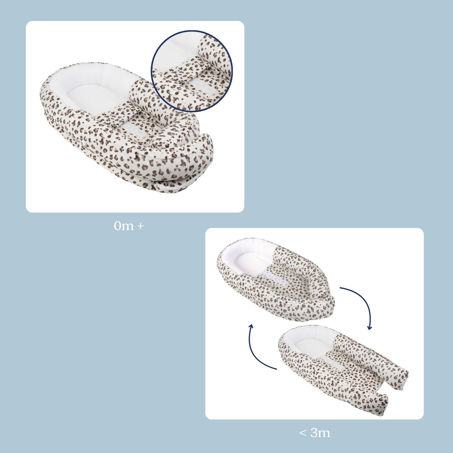 Doomoo Cocoon hnízdečko, Leopard Cream