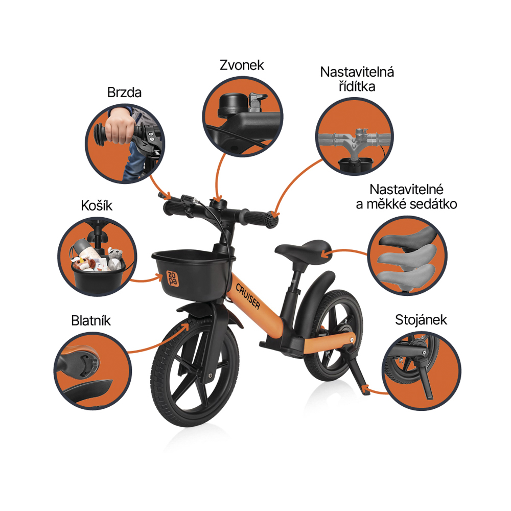 Odrážedlo Cruiser s brzdou, District Brown