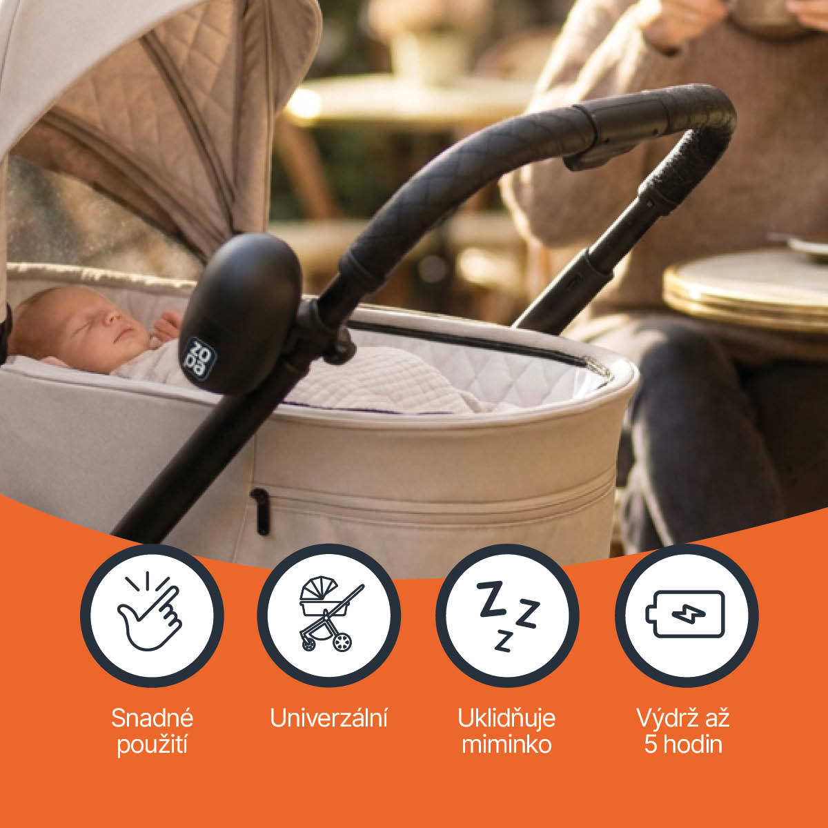 Houpadlo kočárku přenosné Bobby nabíjecí, Matt Black