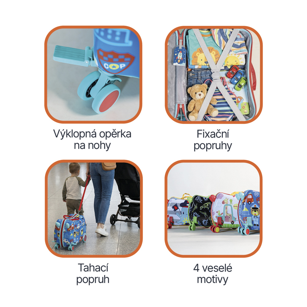 Dětský kufřík na kolečkách Pack&Ride, Dino