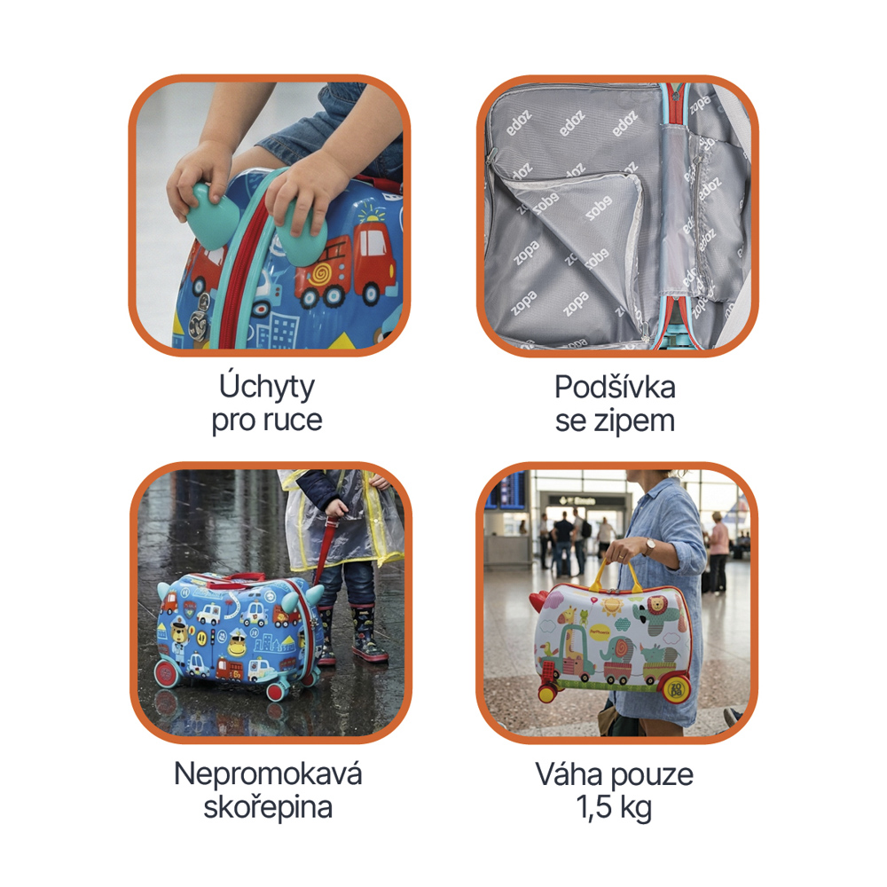 Dětský kufřík na kolečkách Pack&Ride, Dino