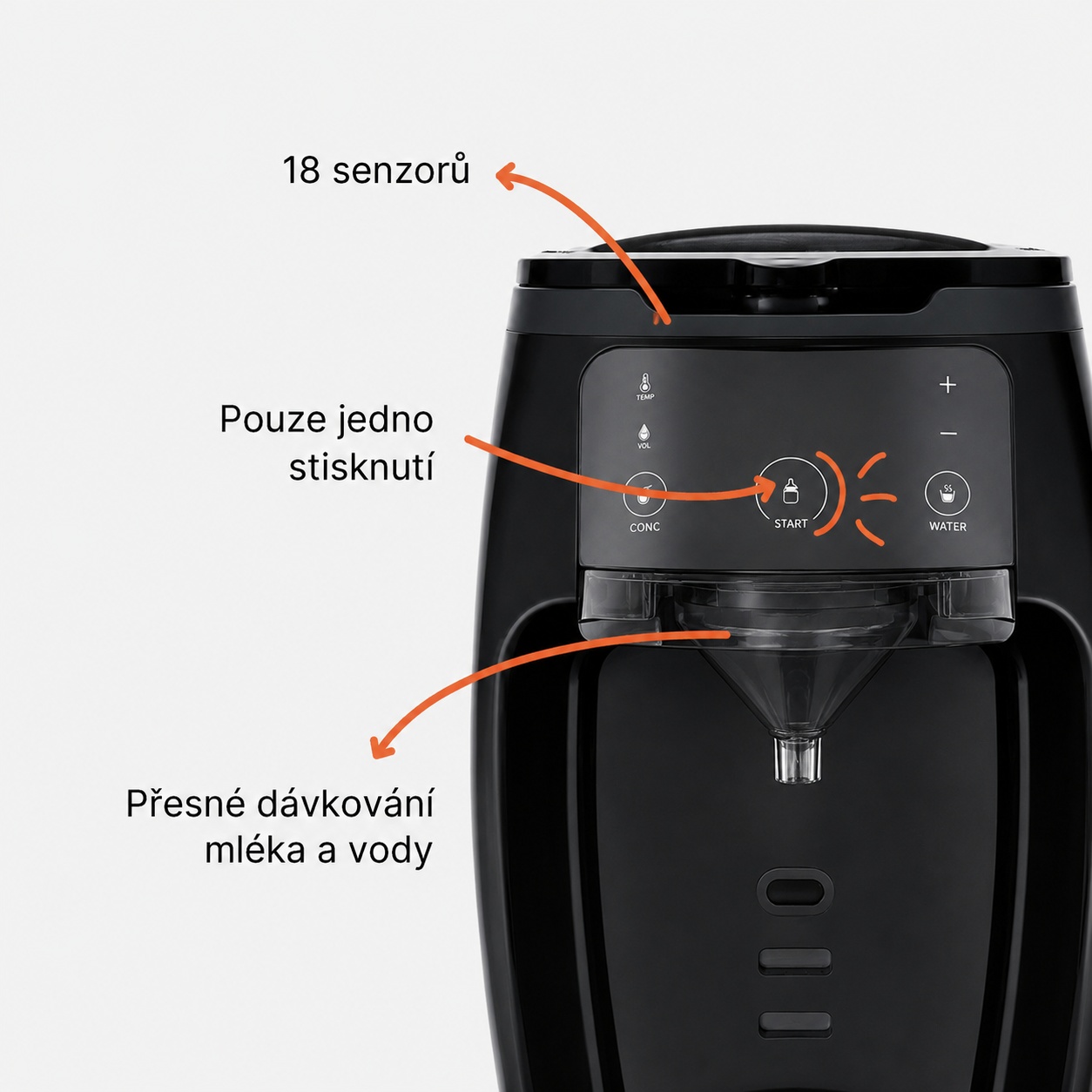 Přístroj na přípravu kojeneckého mléka Babyccino, Black