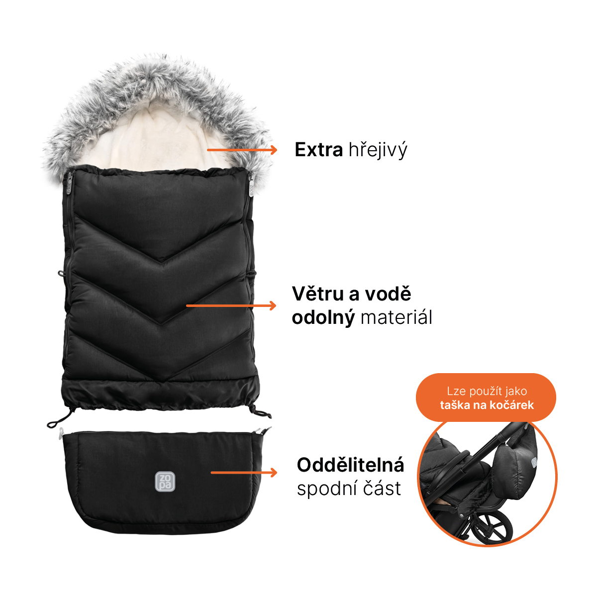 Zimní fusak Fluffy Combi, Arctic Black