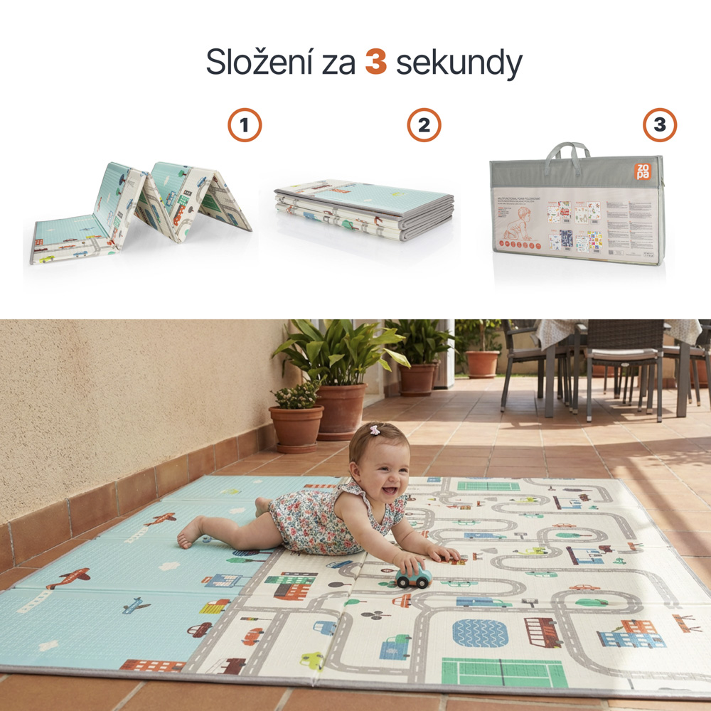 Multifunkční pěnová skládací podložka oboustranná 180x120, Dino