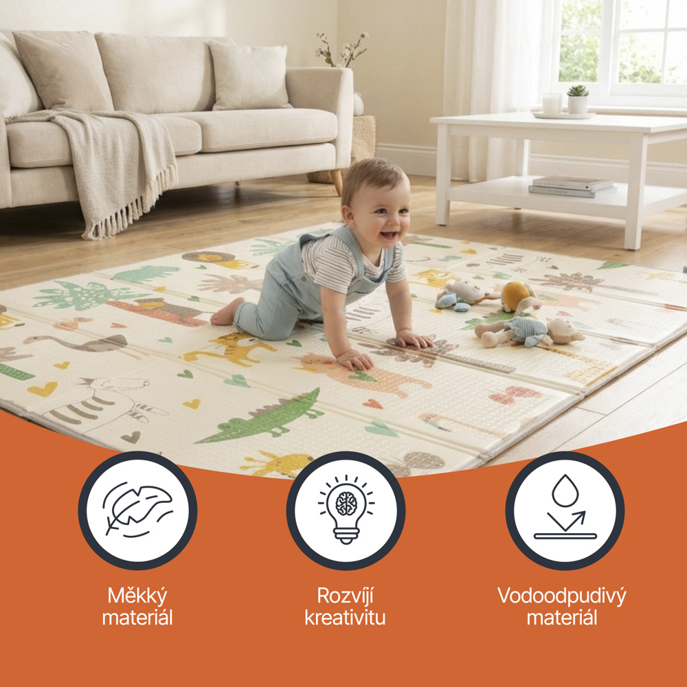 Multifunkční pěnová skládací podložka oboustranná 200x150, Savana