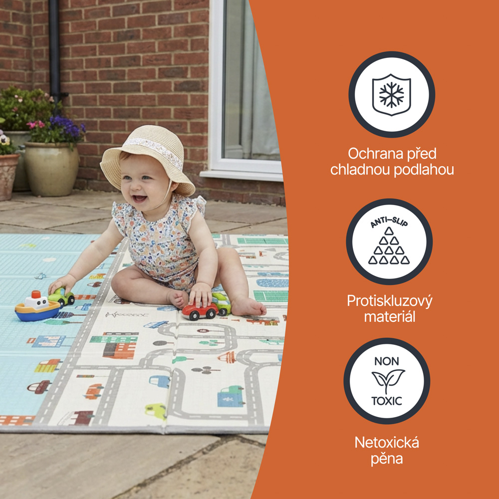 Multifunkční pěnová skládací podložka oboustranná 200x150, Savana