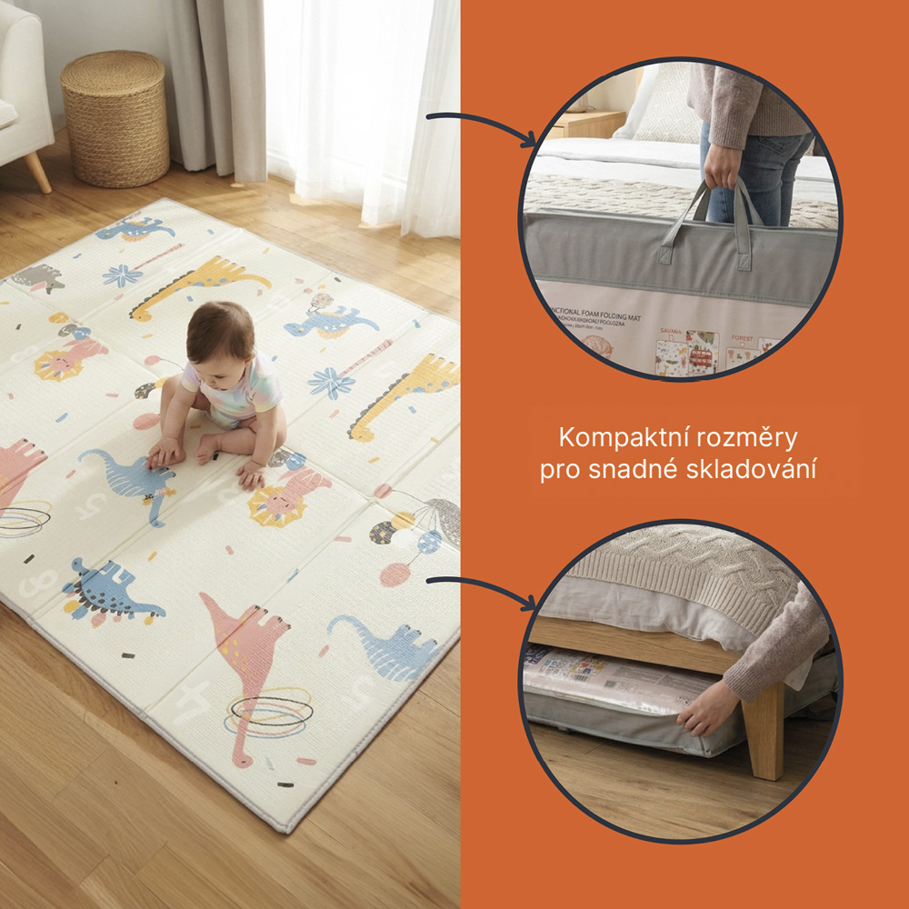 Multifunkční pěnová skládací podložka oboustranná 180x120, Savana