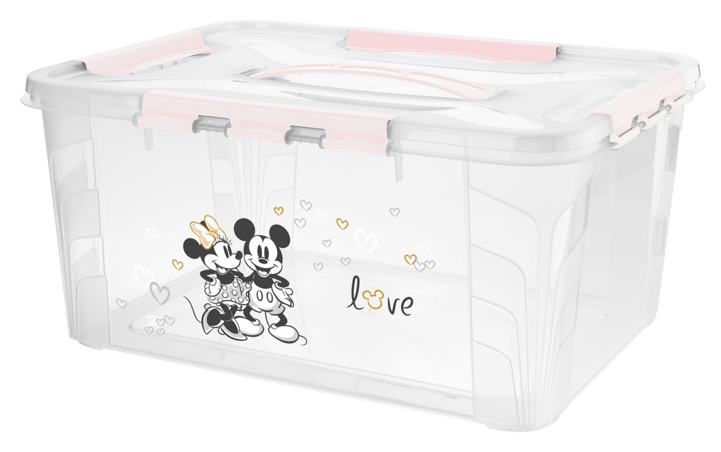 Domácí úložný box velký "Mickey & Minnie", Pastelová růžová