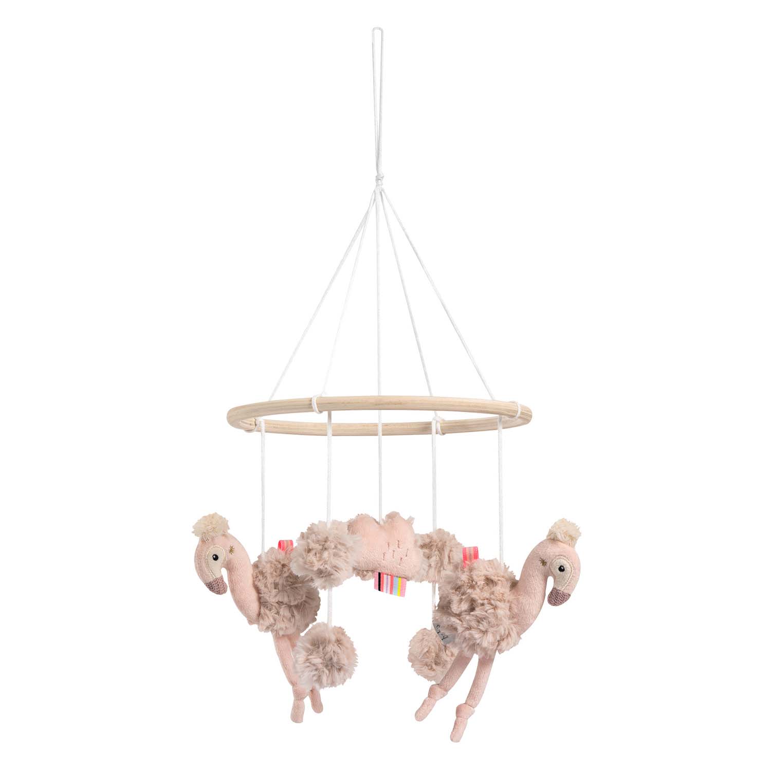 BABY FEHN Dřevěný kolotoč plameňák, Pink