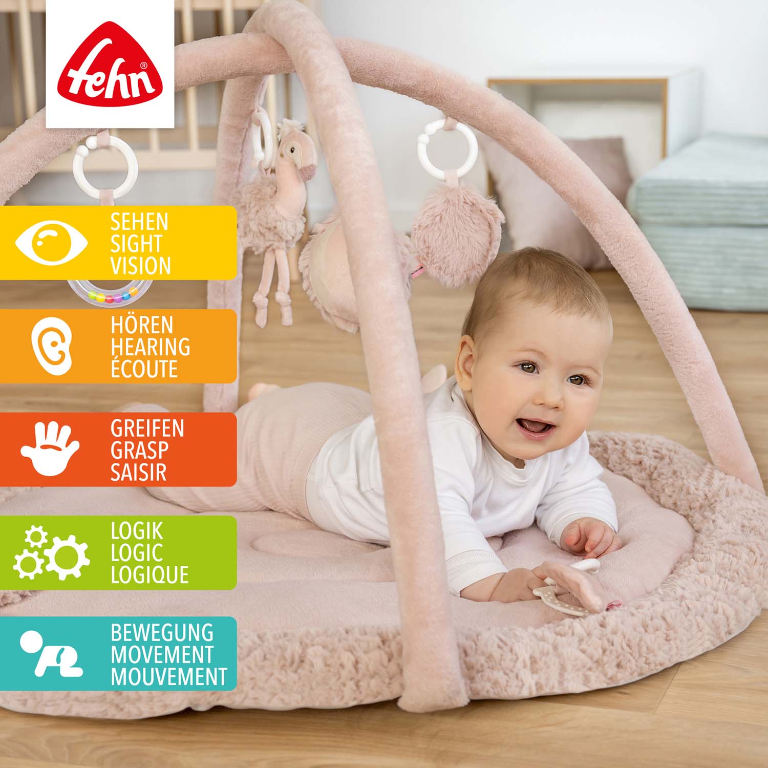BABY FEHN 3D aktivity deka plameňák, Pink