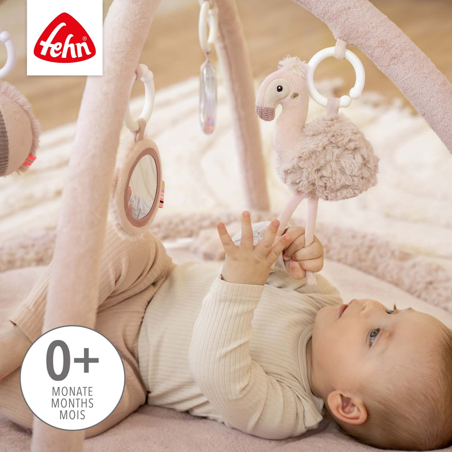 BABY FEHN 3D aktivity deka plameňák, Pink
