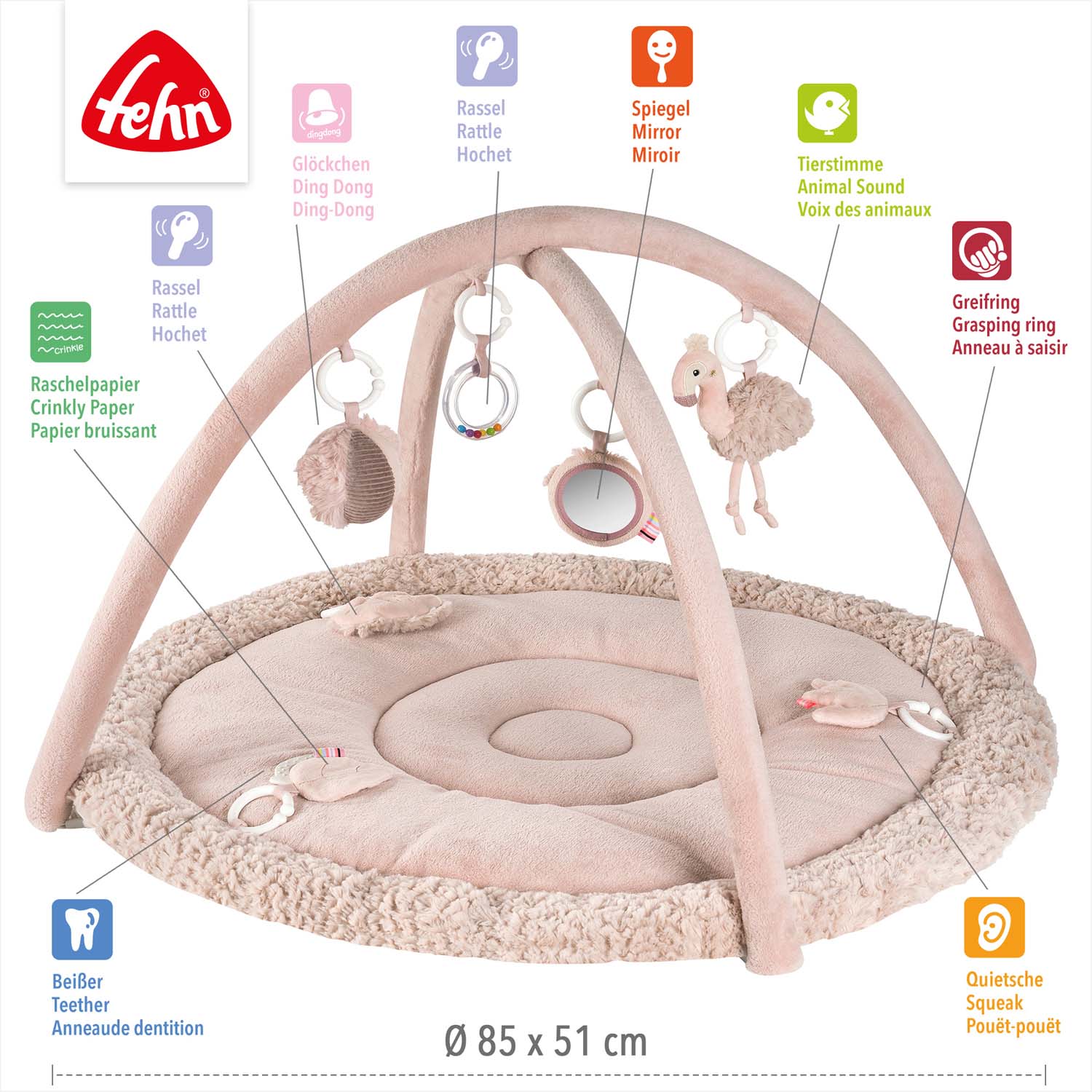 BABY FEHN 3D aktivity deka plameňák, Pink