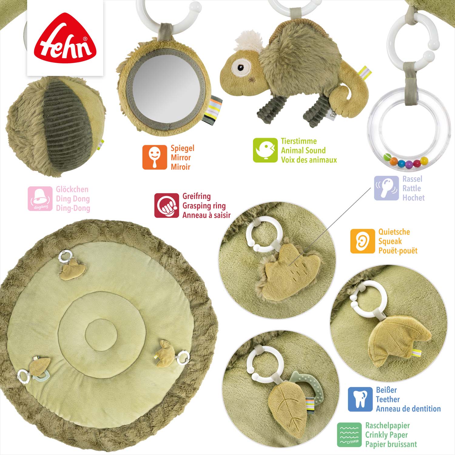 BABY FEHN 3D aktivity deka chameleon, Crazy