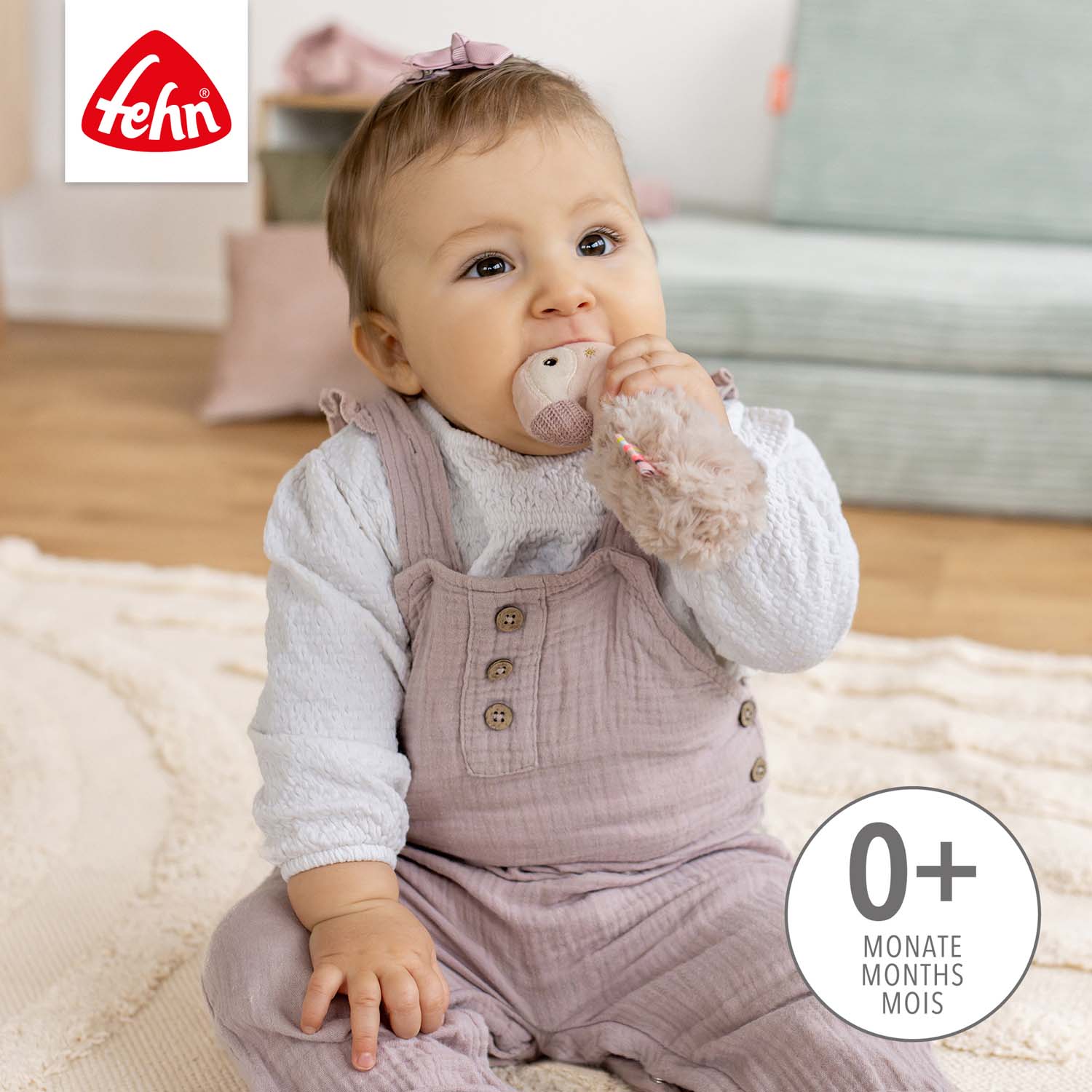 BABY FEHN Chrastítko do ruky plameňák, Pink