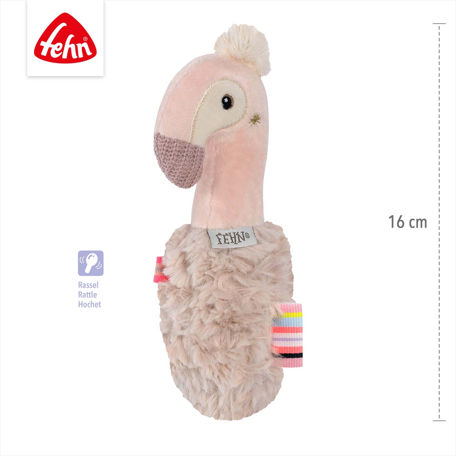 BABY FEHN Chrastítko do ruky plameňák, Pink