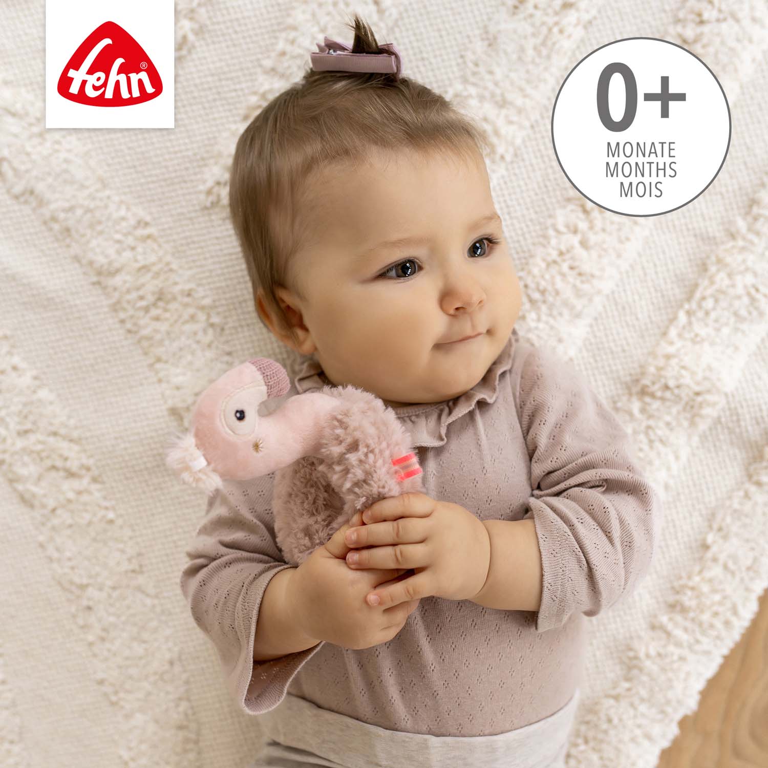 BABY FEHN Měkký kroužek plameňák, Pink