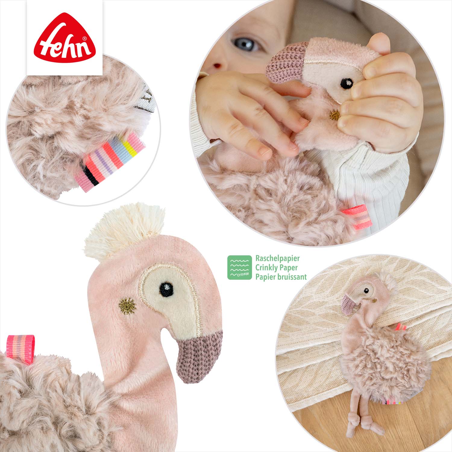BABY FEHN Chrastítko plameňák, Pink