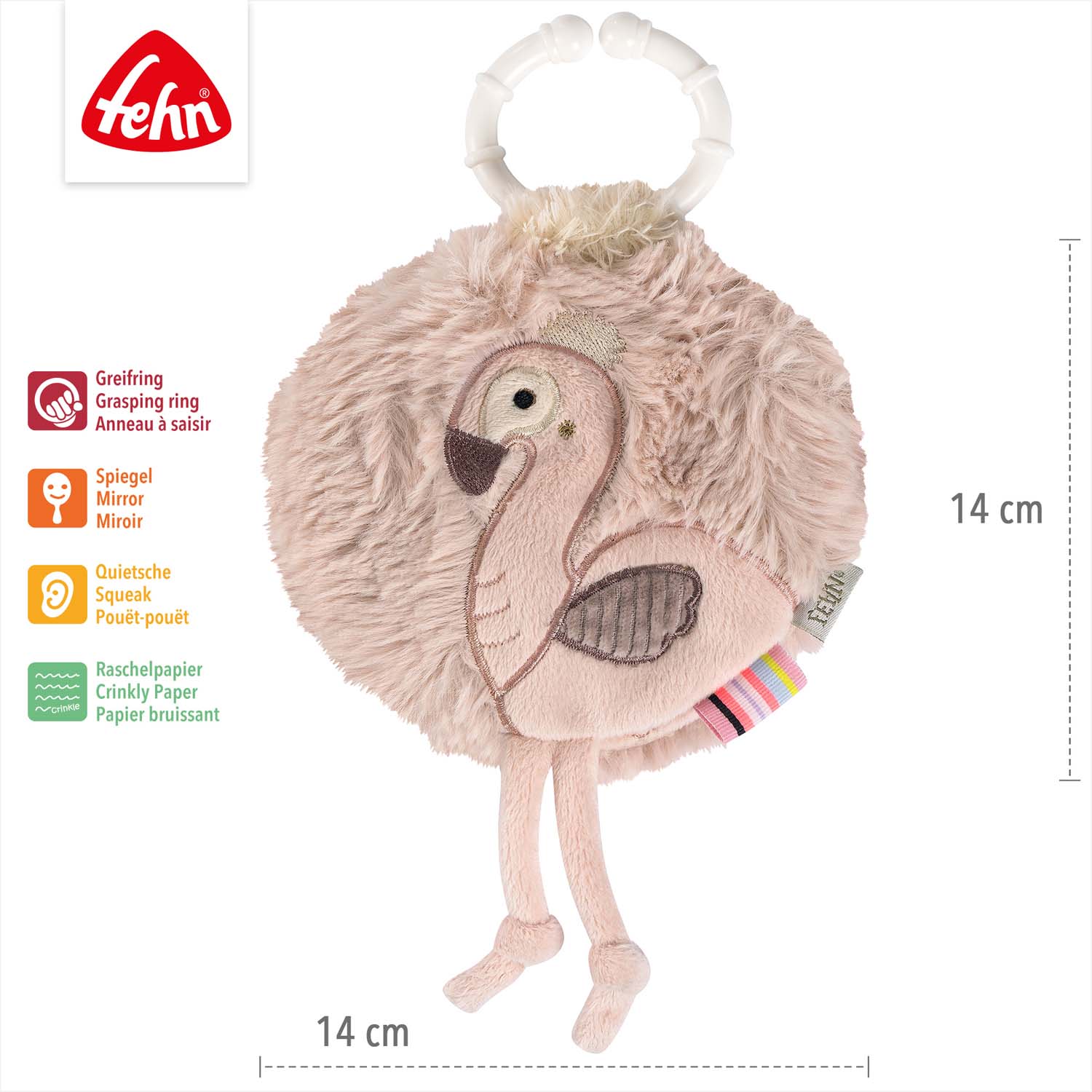 BABY FEHN Plyšová knížka plameňák, Pink