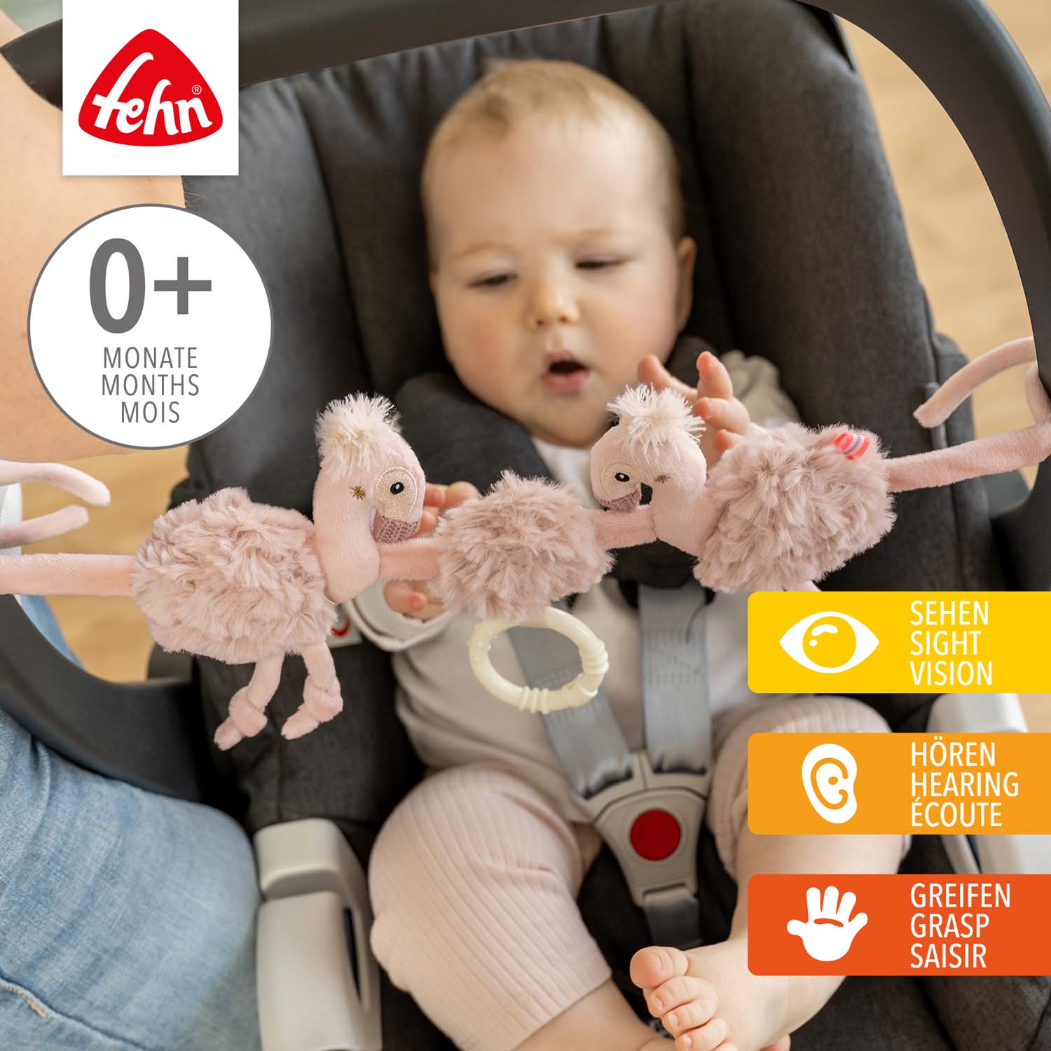 BABY FEHN Řetěz na kočárek plameňák, Pink