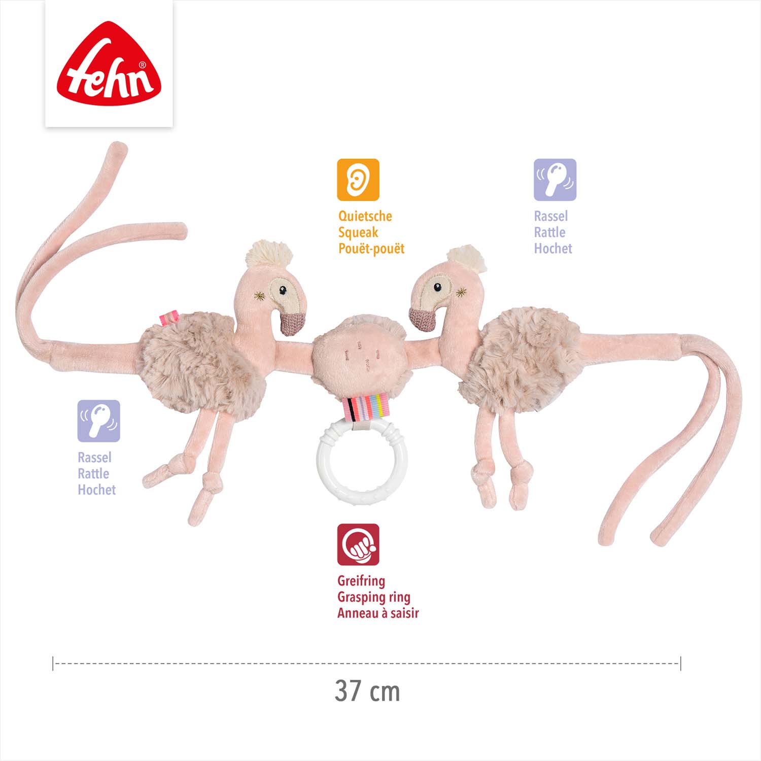 BABY FEHN Řetěz na kočárek plameňák, Pink