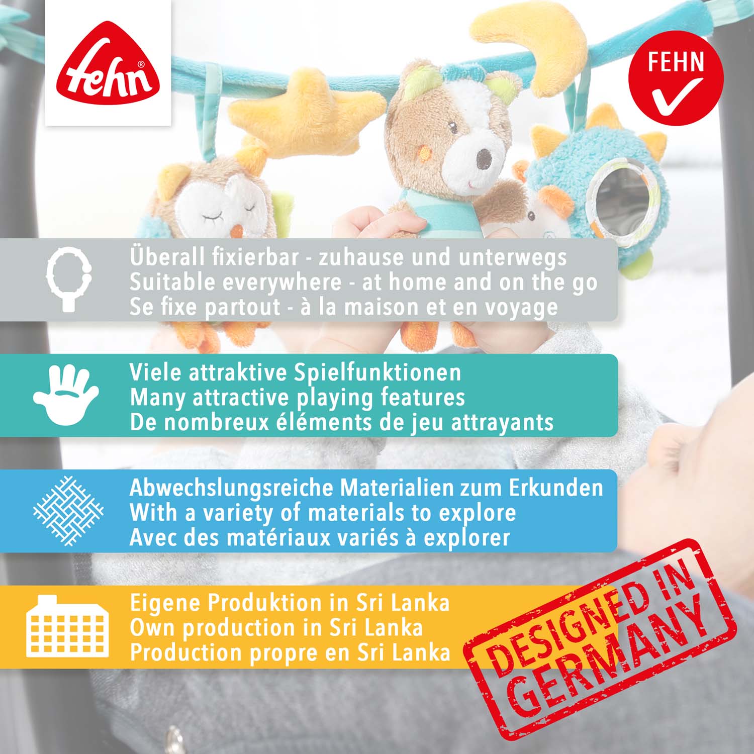 BABY FEHN Řetěz na kočárek plameňák, Pink