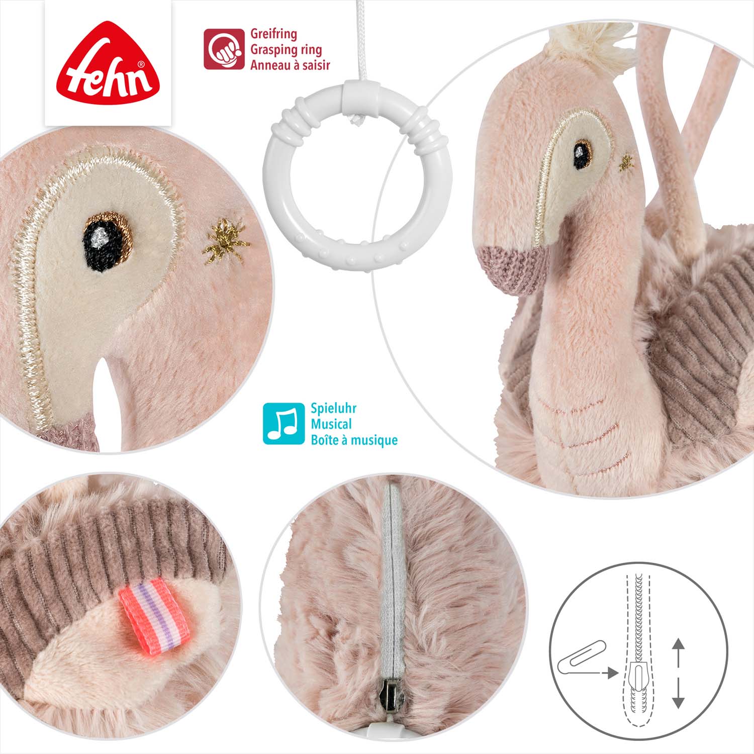 BABY FEHN Mini hrací plameňák, Pink