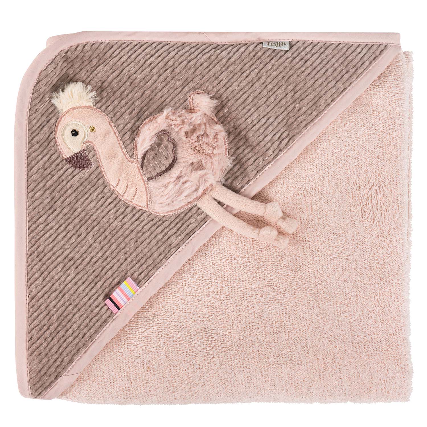 BABY FEHN Ručník s kapucí plameňák, Pink