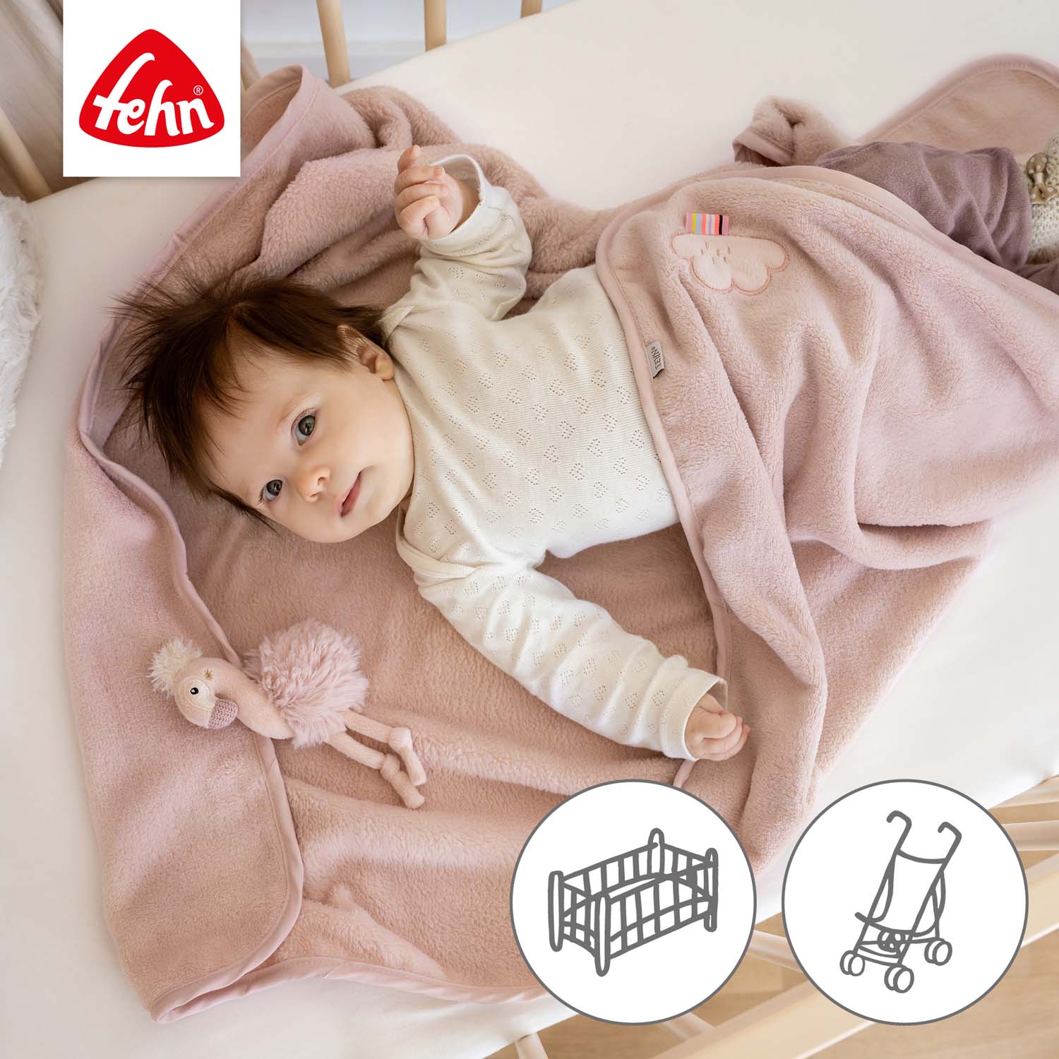 BABY FEHN Mazlící deka plameňák, Pink