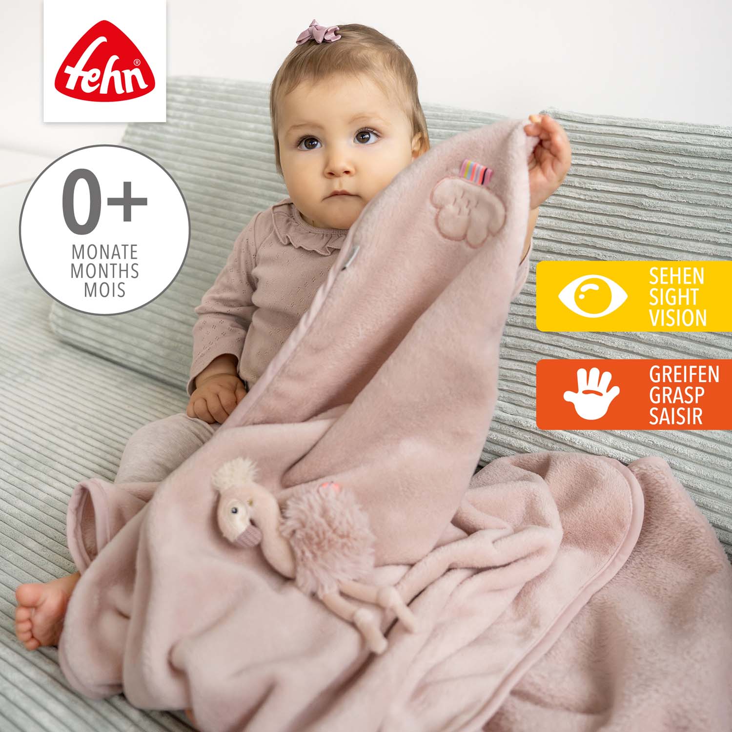 BABY FEHN Mazlící deka plameňák, Pink