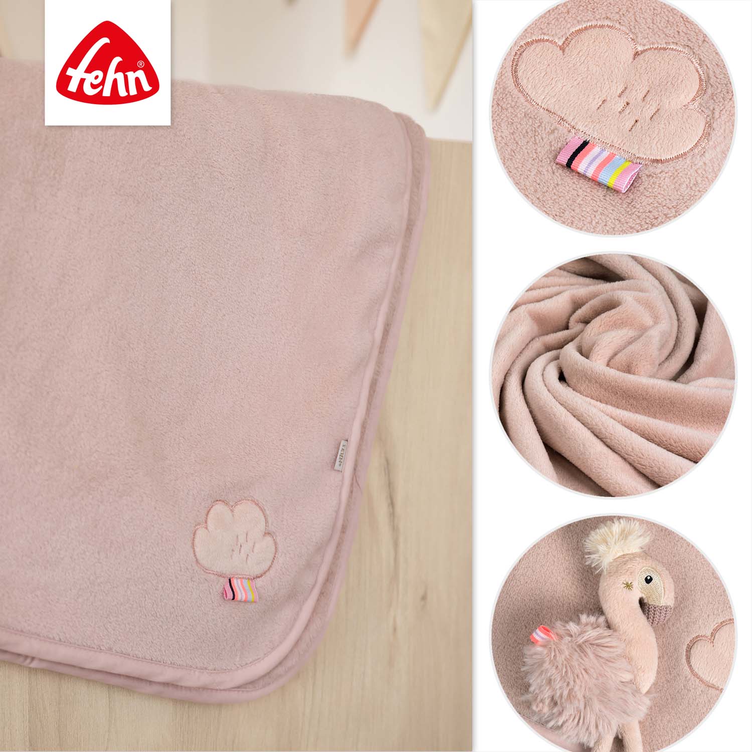 BABY FEHN Mazlící deka plameňák, Pink