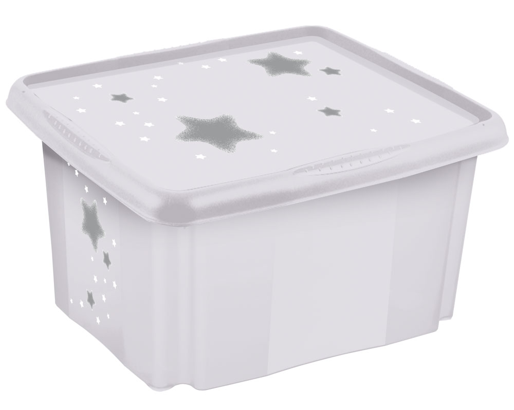 KEEEPER Úložný box s víkem velký "Stars", Bílá II
