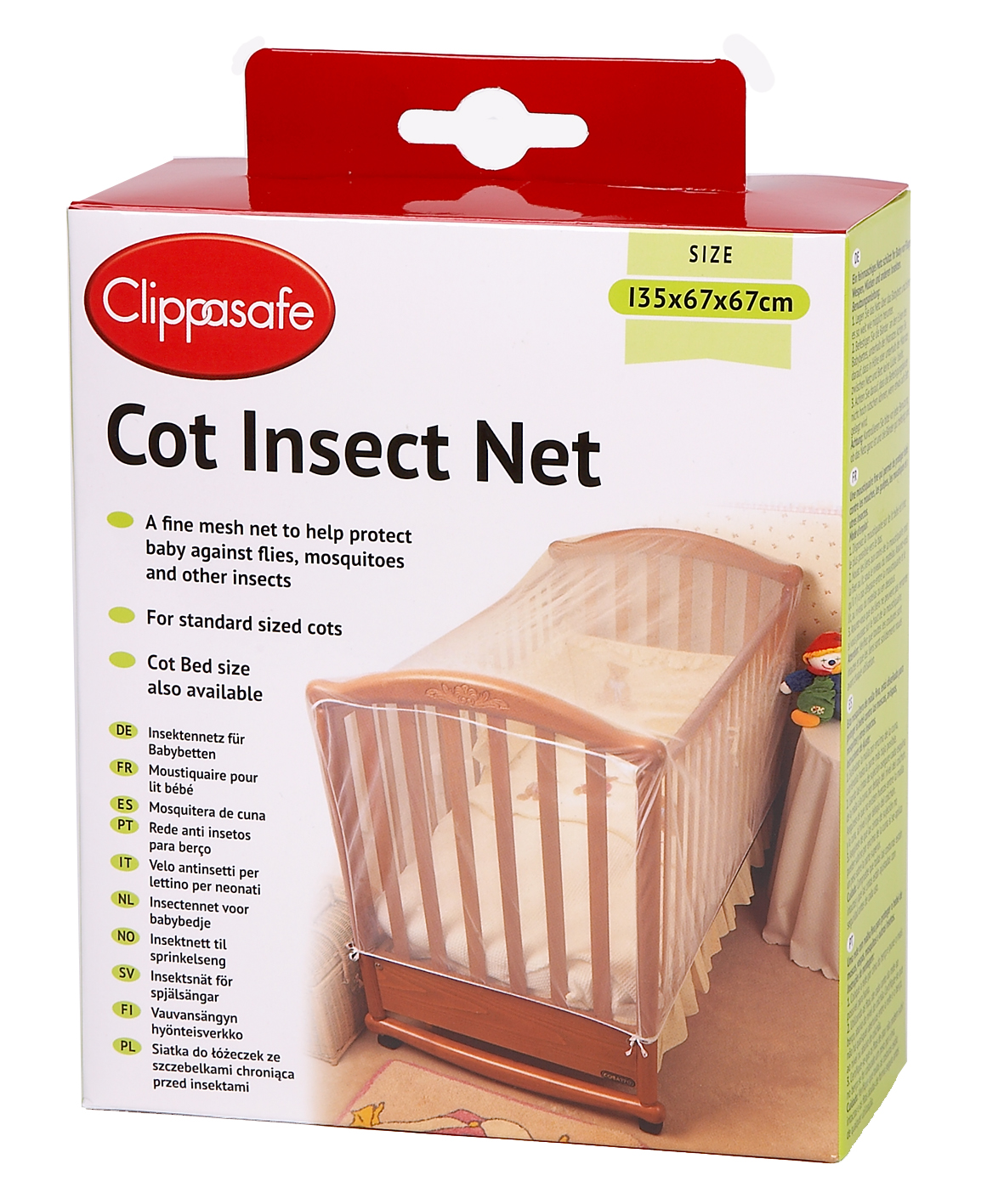 CLIPPASAFE Síť proti hmyzu na postýlku 135x67x67cm, White