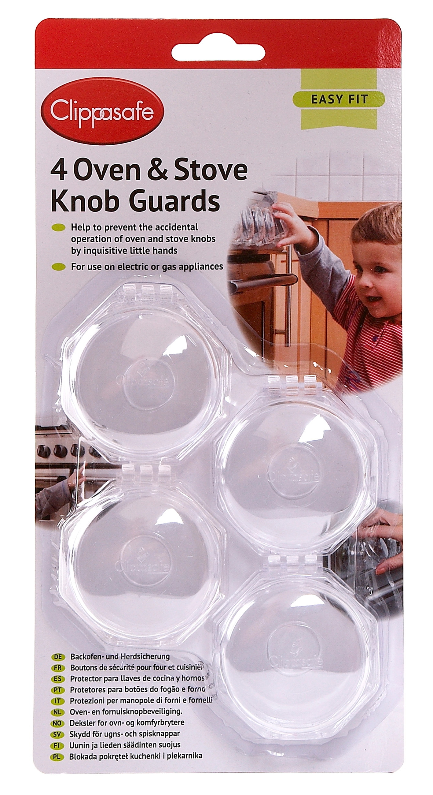 CLIPPASAFE Ochranné knoflíky sporák 4ks, Transparent