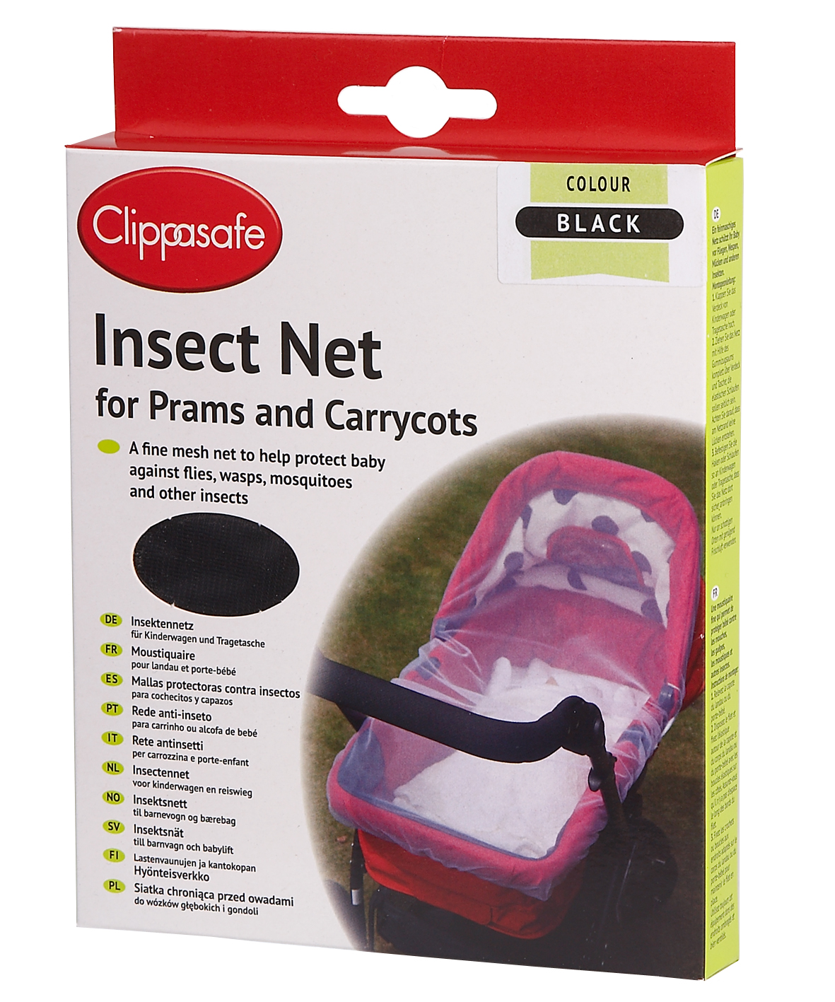 CLIPPASAFE Síť proti hmyzu na kočárek, Black
