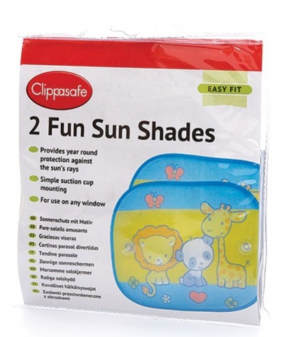 CLIPPASAFE Sluneční roleta s přísavkou 2ks, Multi Safari