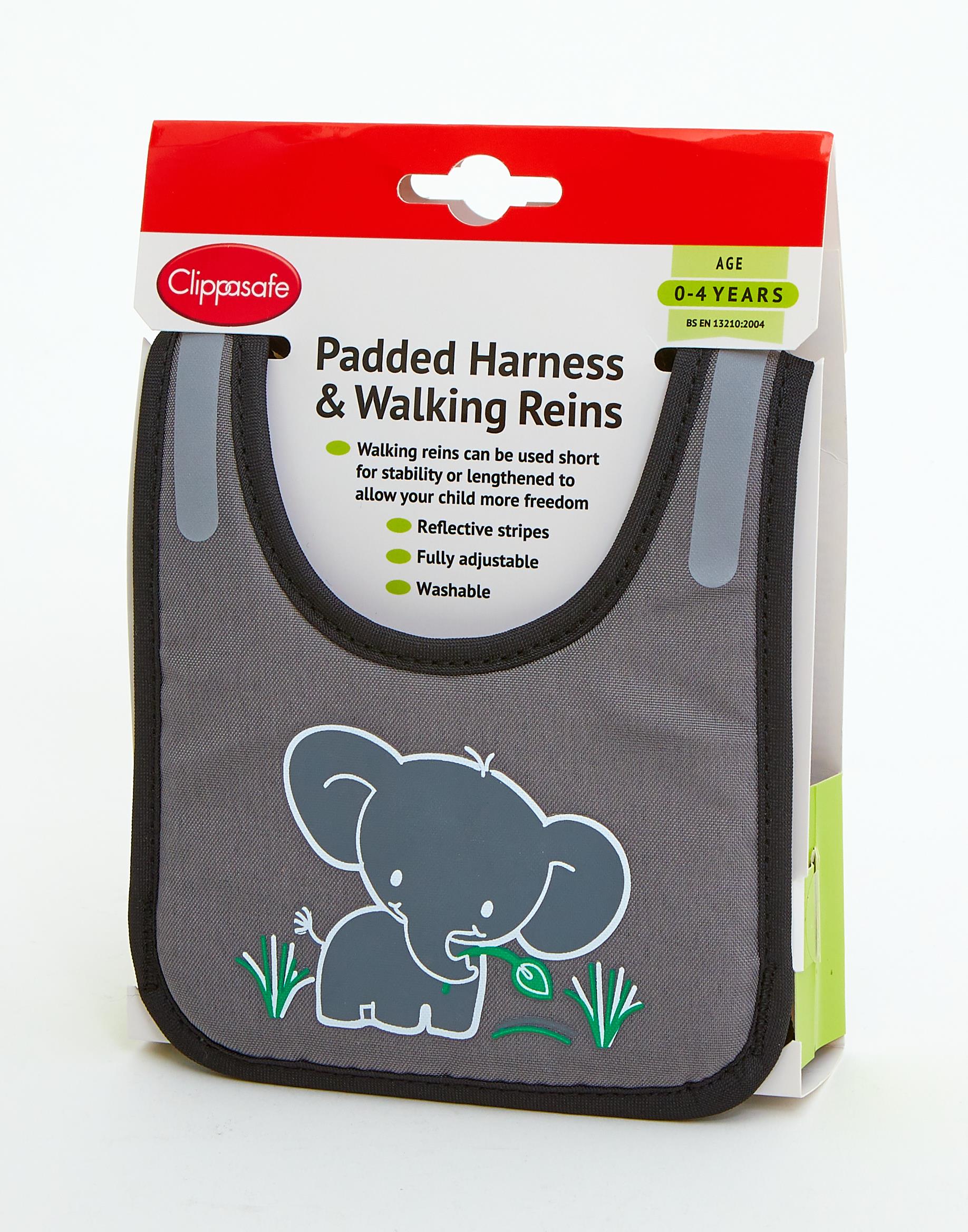 CLIPPASAFE Vodítko pro dítě s polstrováním, Black  - Elephant