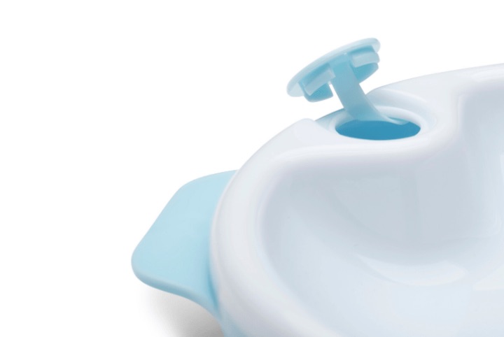 NUVITA Set termotalířku s silikonovou lžičkou a hrnečkem, Pastel blue