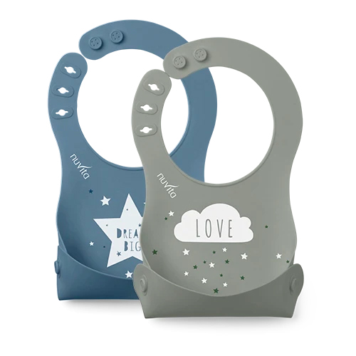 NUVITA Silikonový bryndák, Blue/Green, Modrá