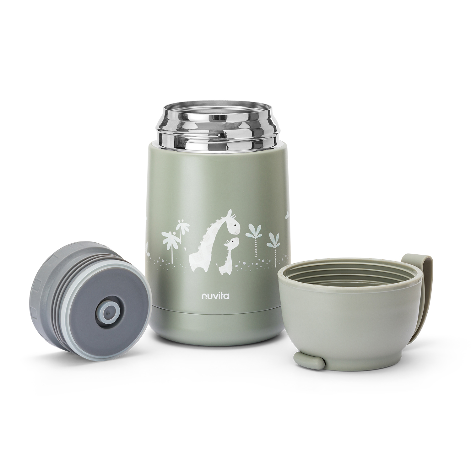 NUVITA Termoska s silikonovým držákem 620ml, Sage Green