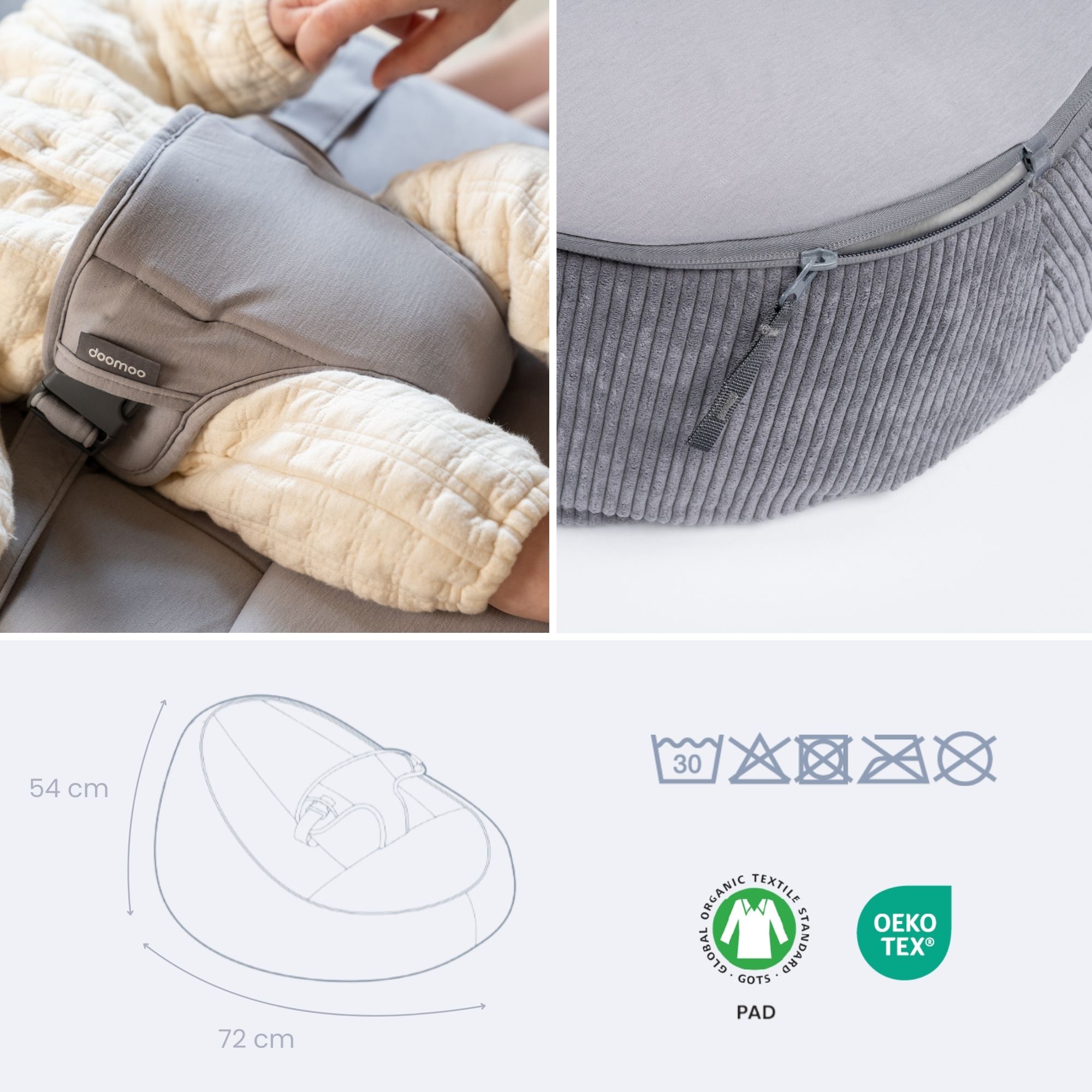 DOOMOO Doomoo Seat & Grow rostoucí sedací vak, Grey