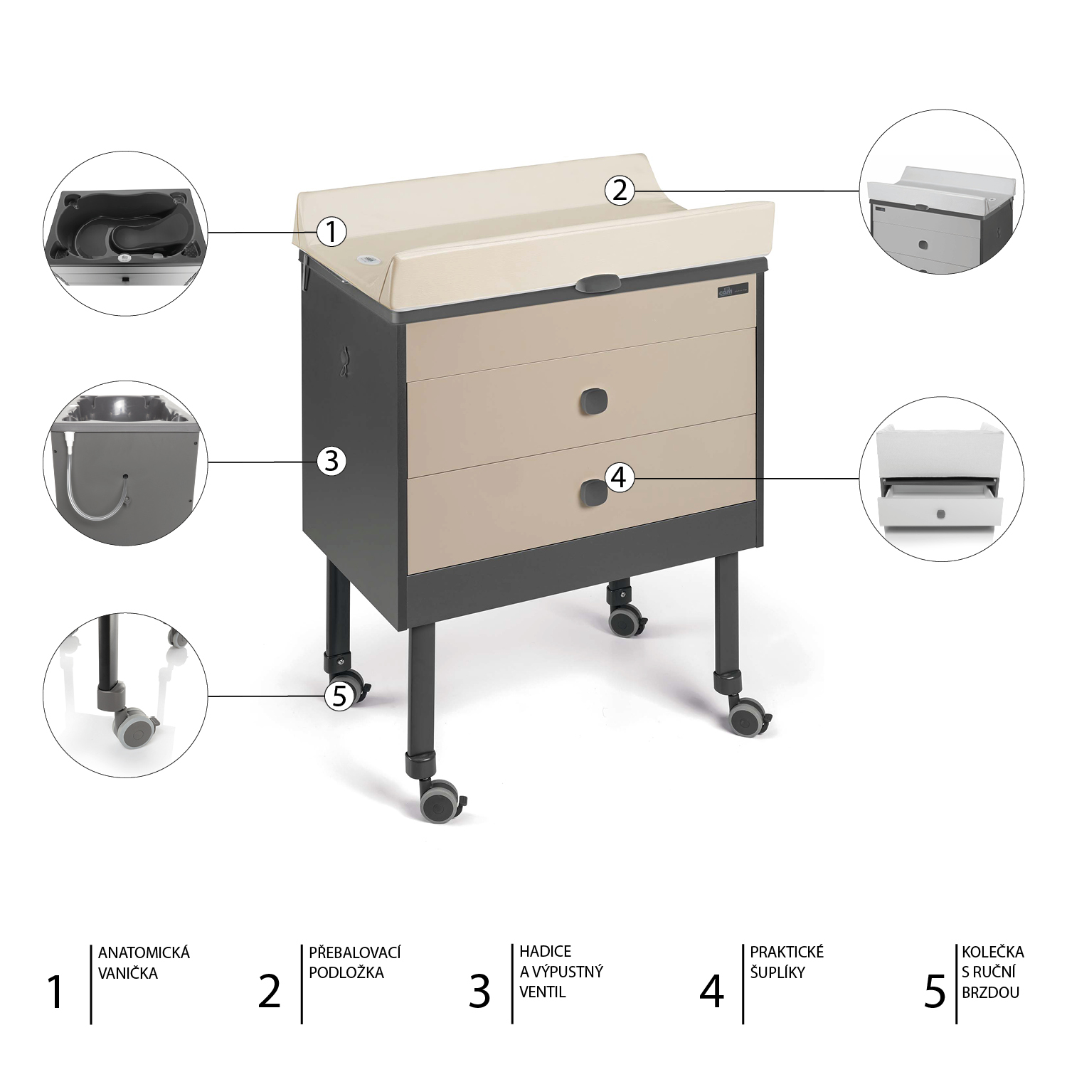CAM Přebalovací komoda GROWI 2IN1, Col.C261