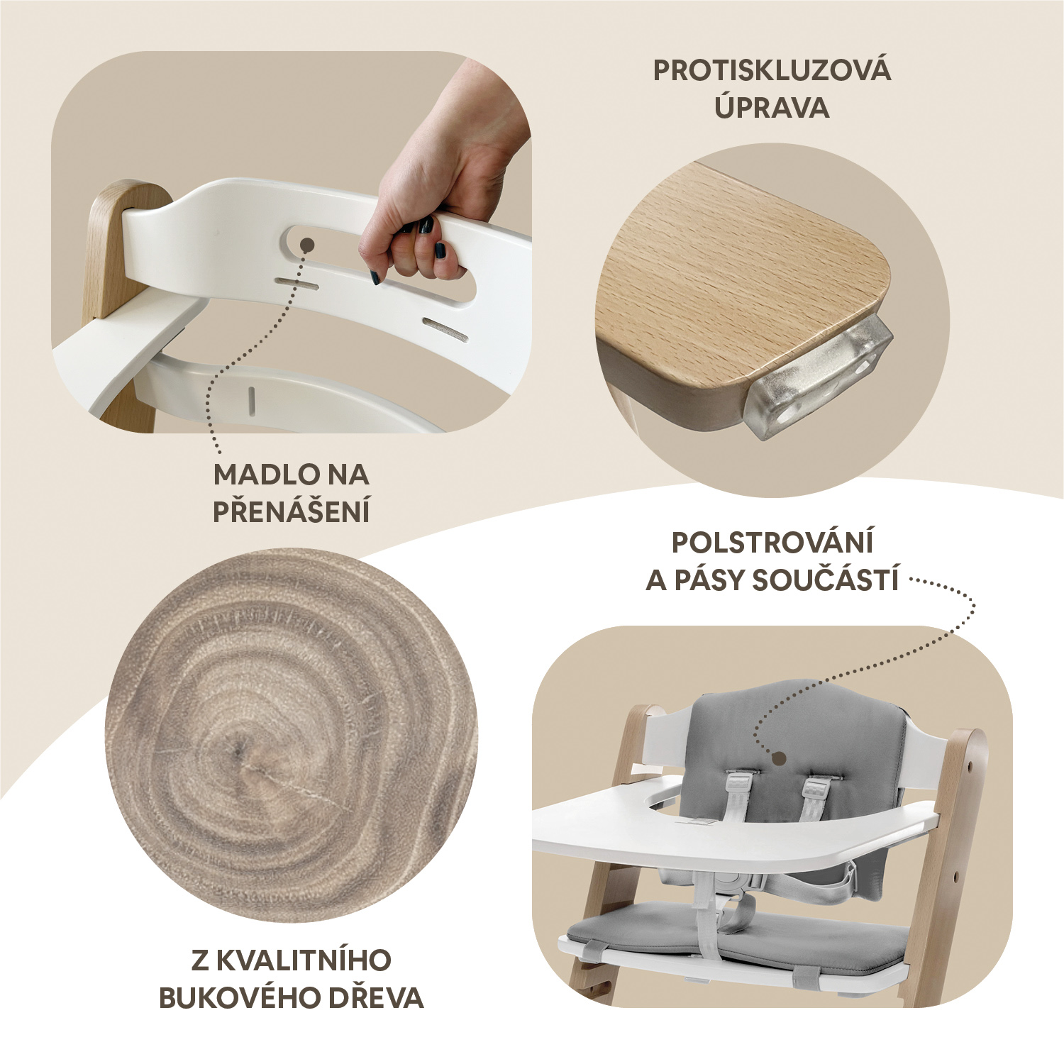 ZOPA Dřevěná jídelní židlička Clipp & Clapp, White