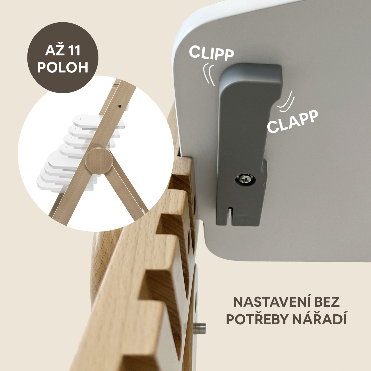 ZOPA Dřevěná jídelní židlička Clipp & Clapp, Nature