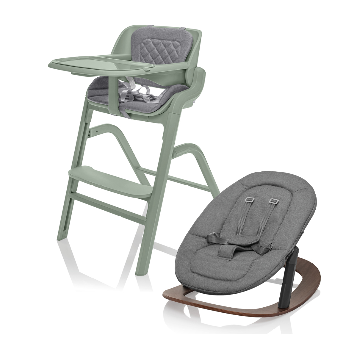 Set židlička Inspira + novorozenecký set + houpací základna, Pistacio Green