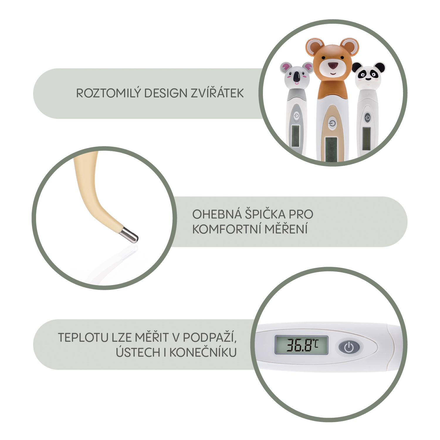 Zopa Digitální teploměr s ohebnou špičkou, Koala