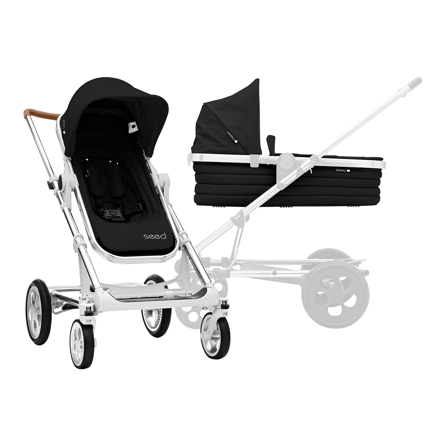 BRITAX SET Kočárek Seed Papilio Silver, Cognac/Black