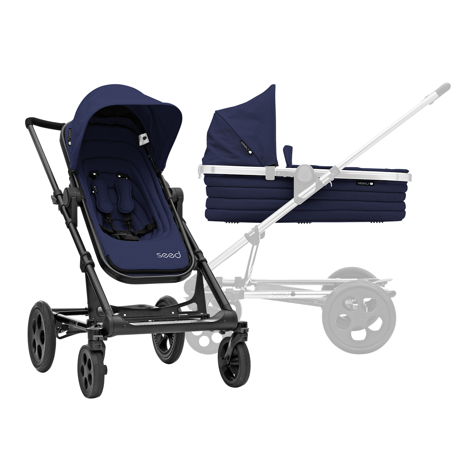 BRITAX SET Kočárek Seed Papilio Black, Cognac/Dark Navy