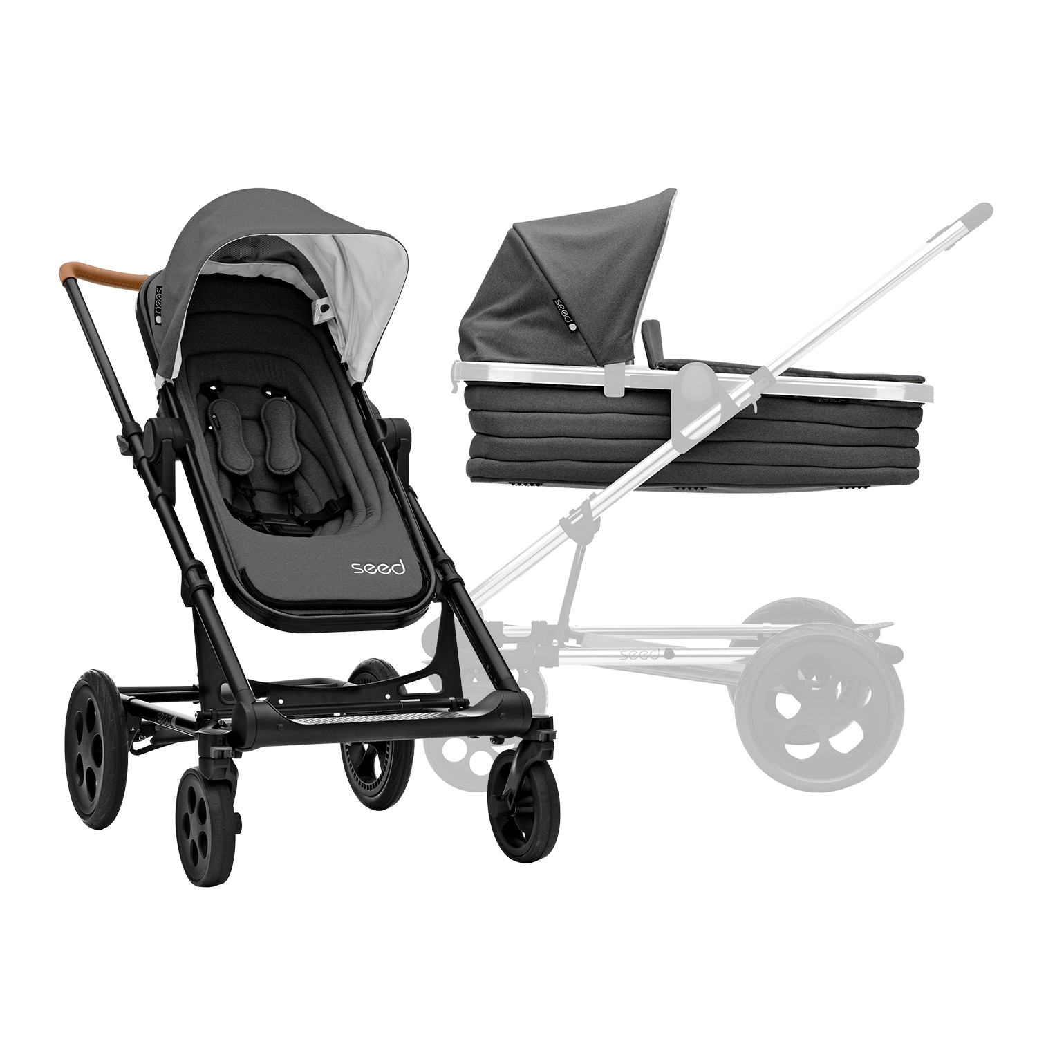 BRITAX SET Kočárek Seed Papilio Black, Cognac/Dark Grey